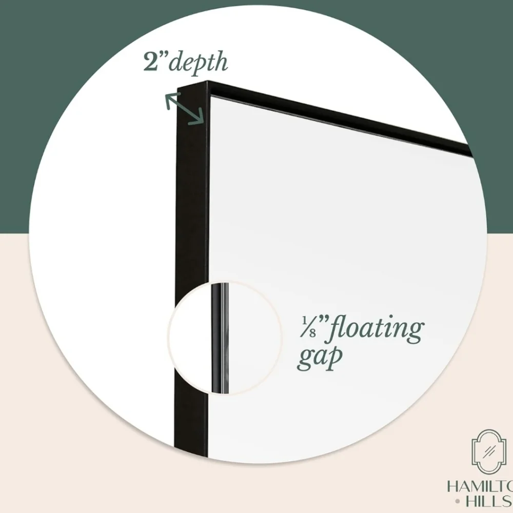 NEW Hamilton Hills Matte Black Rectangular Pivot Mirror